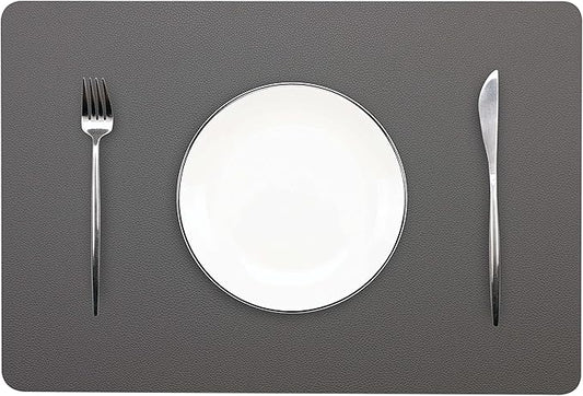 Wipeable Placemats Leather Table Mats Waterproof Heat-Resistant Easy to Clean for Dining Table Set Kitchen Table (6, Grey)