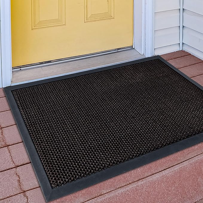 Fylyz Outdoor Indoor Door Mats for Entryway, Heavy Duty and Durable All-Weather Entry Mat, Low Profile, Non-Slip and Easy Clean Outdoor Doormat for Entrance, Patio and Garage (Brown 36"x24")