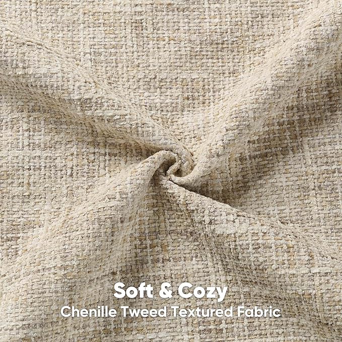 FUTEI Beige Decorative Throw Pillow Covers 24x24 Inch Set of 2,Soft Chenille Tweed Textured Euro Pillow Shams,Modern Home Decor for Couch Bed Living Room