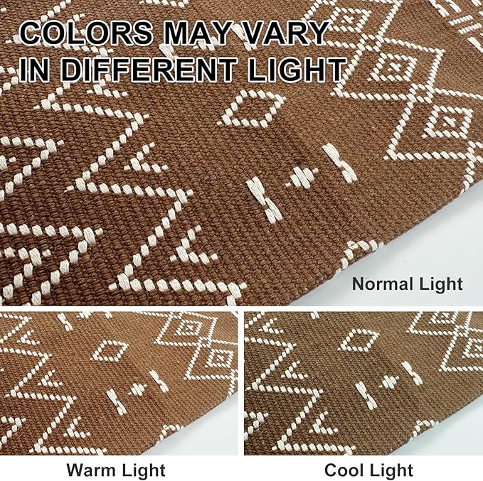 winolive Washable Area Rug 5x7 ft,Rubber Backed Non Slip Faux Jute Rug for Office,Living Room and Bedroom Braided Rug,Indoor Floor Carpets for Dining Room,Farmhouse,Brown/White