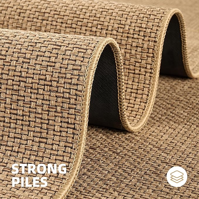 StepAura Indoor Ultra Thin Door Mat 32"x48", Low Profile Non Slip Rubber Backing Front Door Mat Indoor Entrance, Beige
