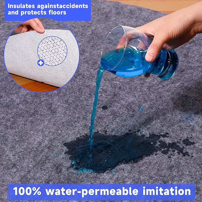 Non-Slip Rug Pads,Round 3 Ft Waterproof Extra Large Area Rugs Non Skid Rug Pad for All Floors and Finishes Durable Hardwood Floor Protective Felt Keeps Rugs in Place, Safe and Secure