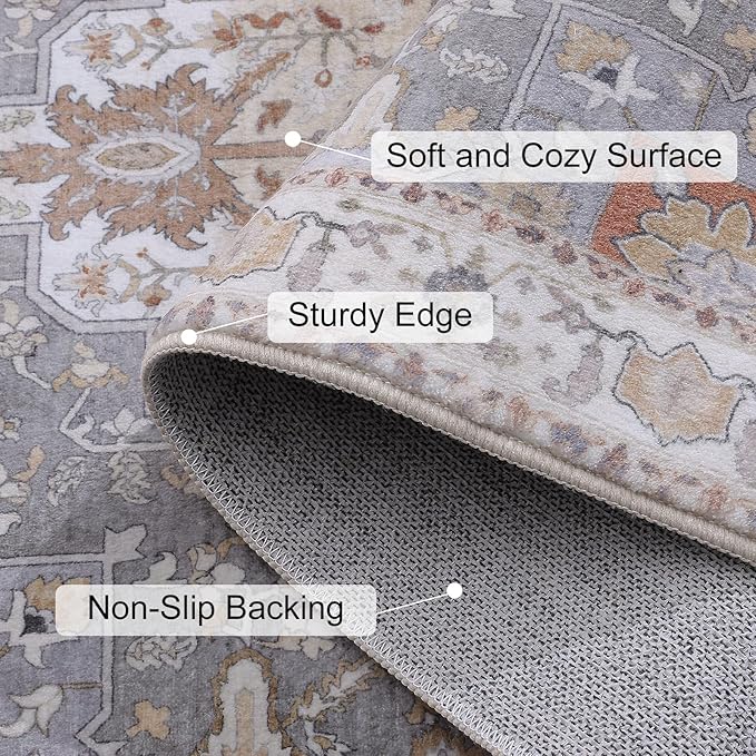 Vanmoos 2x3 Washable Area Rug – Soft, Non-Slip Entrance Rug, Durable Indoor Door mat, Floor Carpet for High-Traffic Areas, Entryway, Kitchen, and Bedside, Artistic Flair/Beige
