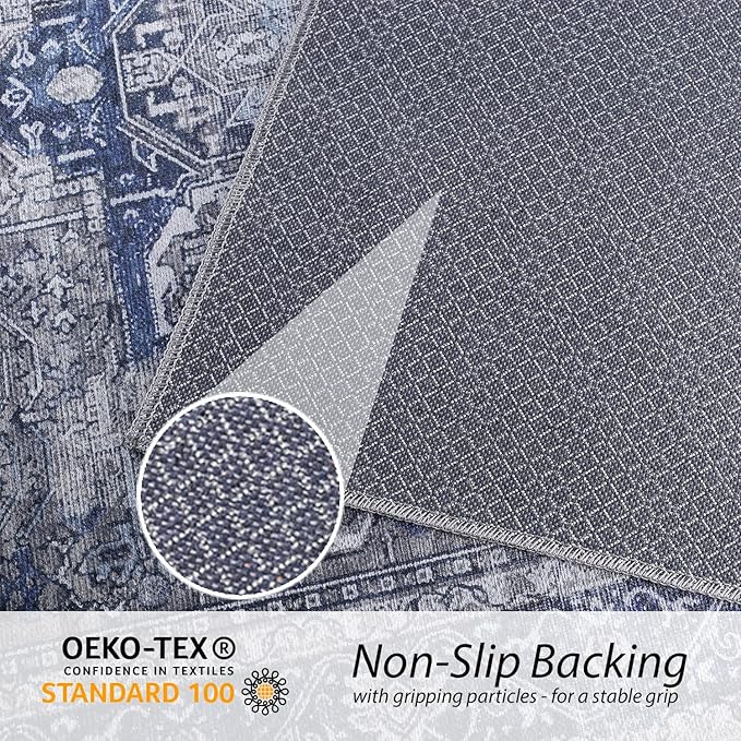 RugOver Machine Washable Area Rug, Pet-Friendly and Non-Slip Indoor Carpet for Kitchen, Bathroom, Living Room, Home Floor Decoration(Seal/Space, 5'1" x 7'5")