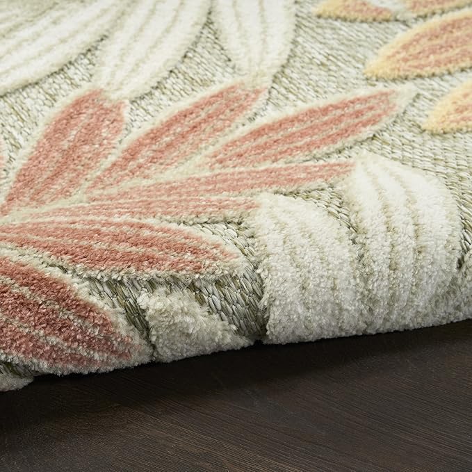 Nourison Home Aloha Sage Rose 2'8" x 4' Area Rug - Easy Clean, Non Shedding, Bed Room, Living Room, Dining Room, Kitchen (3' x 4')