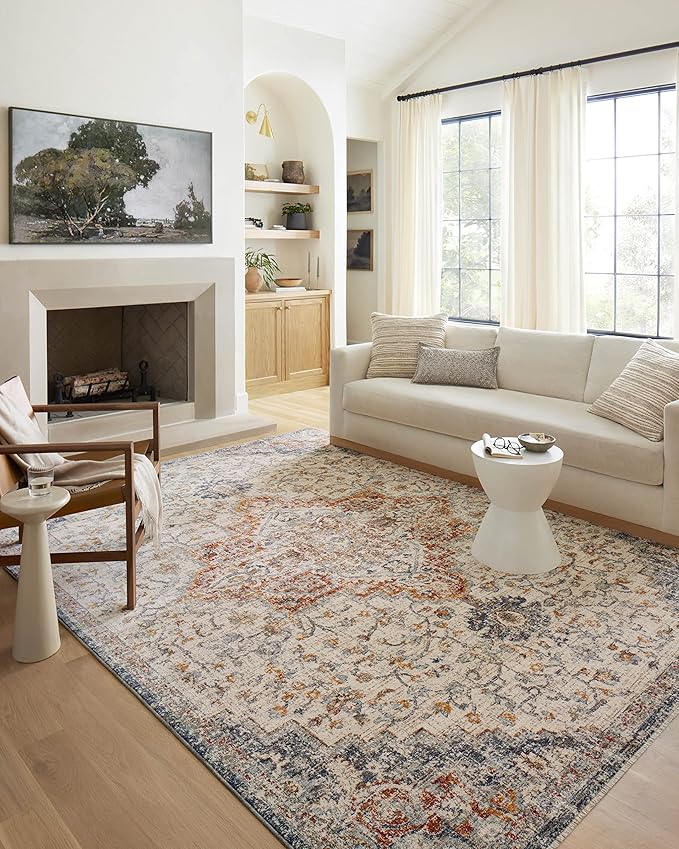 Loloi Sorrento Collection SOR-05 Ivory/Fiesta 3'-11" x 5'-7" Accent Rug