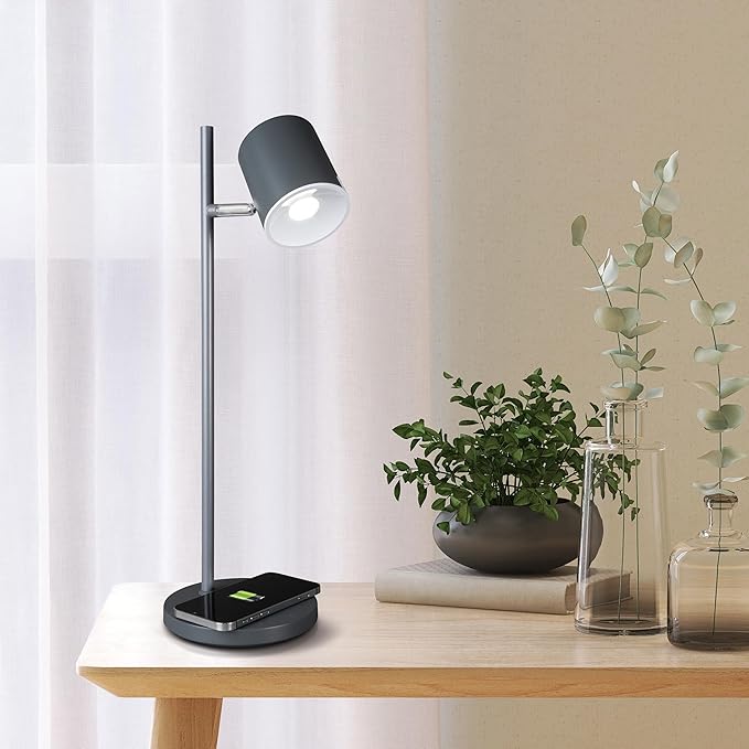 OttLite LED Desk Lamp with Wireless Charger, Good Housekeeping, Modern Book Light, Reading Light, Adjustable, Dimmable, Designed to Reduce Eyestrain, Great Desk Lamps for Home Office