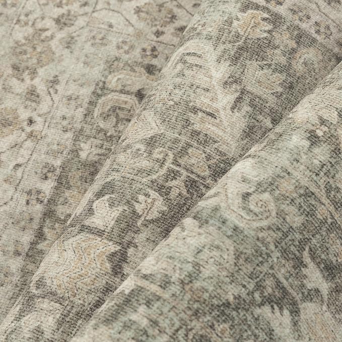 PureCozy Brown 5x7 Area Rug Vintage Washable Living Room Carpet Non Slip Bedroom Indoor Office Low Pile Traditional Distressed Retro Accent Rug for Dining Room Bathroom Kitchen