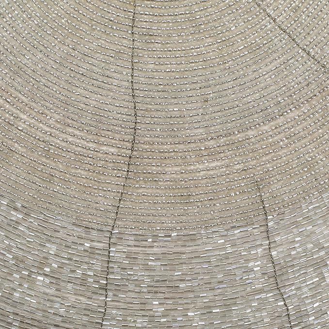 Beaded Placemats for Dining Table Dia 13 inches- Silver Tonal,Wire Beaded Placemats Round for Gathering, Thanksgiving - Occasional Decoration and Family Parties Celebrations.Set of 4
