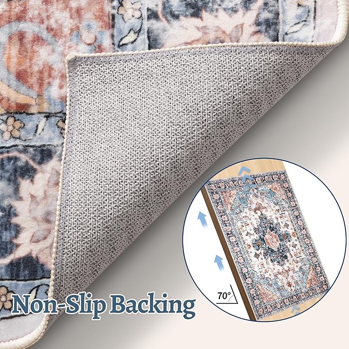 Tangsoo Hallway Runner Rugs 2.6x14 Washable Runner Rug for Hallways, Non Slip Vintage Soft Low Pile Long Rug Runner, Oriental Carpet Runners for Kitchen Bedroom Entryway Living Room