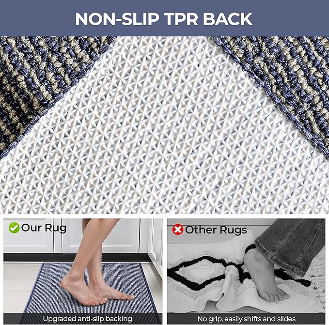GRANNY SAYS Front Door Mat Outside Entrance, Door Mats for Entryway, Welcome Matt Non-Slip, Entryway Front Porch Mat Low Profile Resist Dirt Easy to Clean, 32"x20", Blue Beige