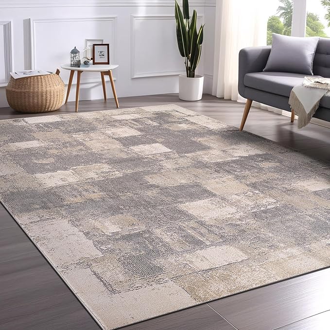 Beverly Rug Living Room Rug 6x9 Modern Luxury Ultra Soft Vintage Indoor Area Rugs for Kitchen Dining Room Stain Resistant Non Shedding Indoor Carpet Alfombras para Salas Modernas (6 x 9 Gray)