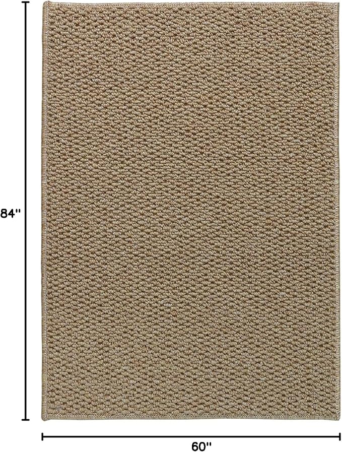 Fortsea 5'x7' Washable Area Rug for Living Room Natural Berber Rug Bedroom Non-Slip Rugs No Shed Faux Jute-Look Area Rugs Non-Skid Washable Area Rug (Camel, 5X7)