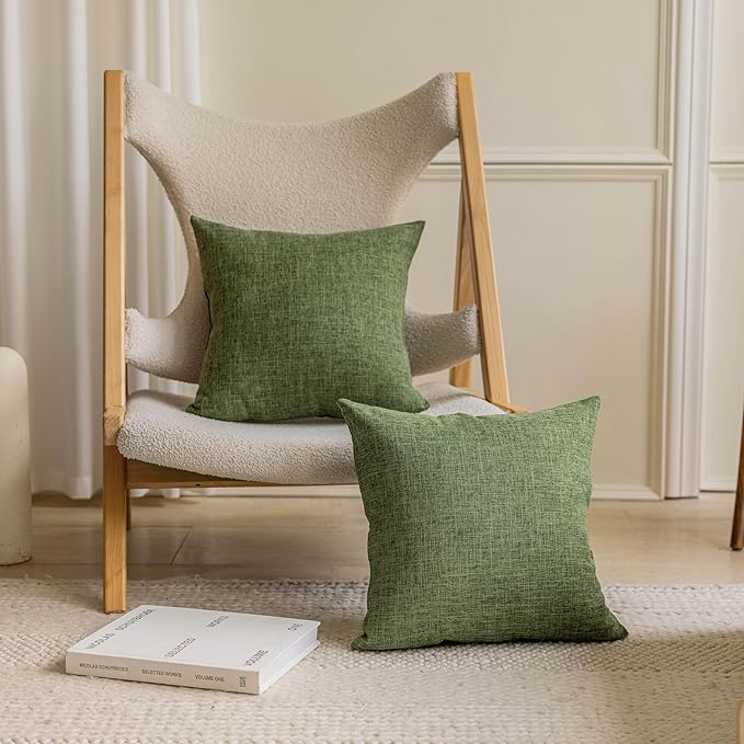 Home Brilliant Linen Spring Pillow Cover 20 x 20 Decorative Throw Pillow for Bed, Couch, Sofa, Living Room Decor, 1 pc, 20x20 inch, Green