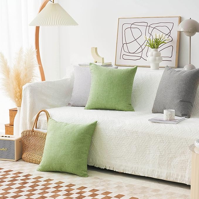 Home Brilliant Linen Large Throw Pillow Cover Euro Sham Cushion Cover for Bench Bed Sofa, 26 x 26 inch(66cm), Dark Grey