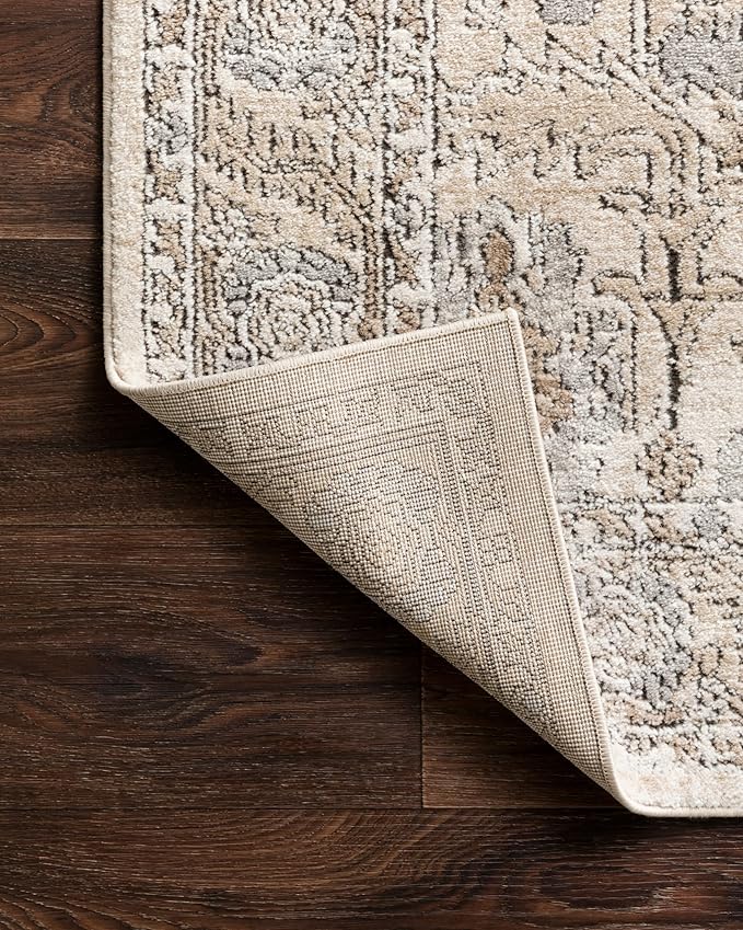 Loloi Teagan Collection TEA-03 Ivory/Sand 5'-3" x 7'-6" Area Rug, Large, Soft Neutral Rug, High-Traffic for Living Room, Bedroom, Home Office, Dining Area