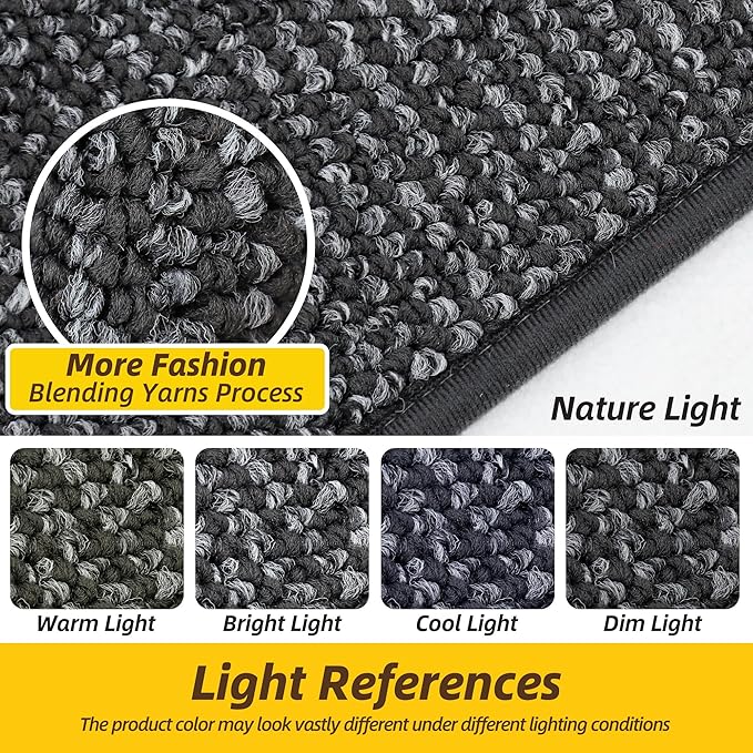JSEI Dirt Trapper Door Mat 20"x32" Non-Slip Washable Entrance Mat, Dog Doormats, Absorbent & Fade-Resistant Floor Mats, Low Profile Welcome Mats for Entryway, Front Door, and Inside Entrance, Charcoal