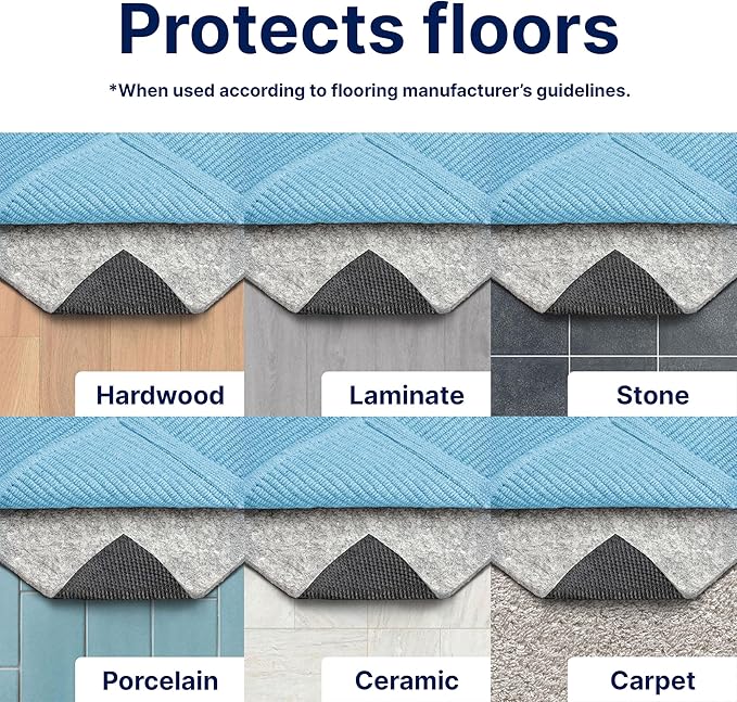RUGPADUSA - Dual Surface - 8'x10' - 1/4" Thick - Felt + Rubber - Non-Slip Backing Rug Pad - Safe for All Floors