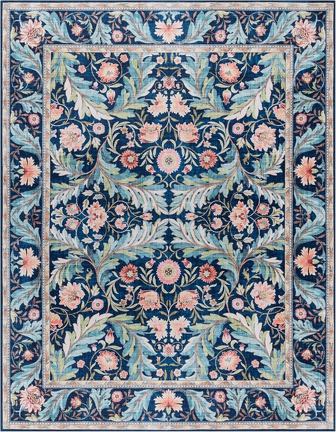 Gertmenian Indoor Boho Area Rug | Home Decor for Entryway, Bedroom, Living Room, Office, Kitchen | Non Slip, Soft, Printed Accent Rugs | Altair, Navy, 5x7 Standard, 24511