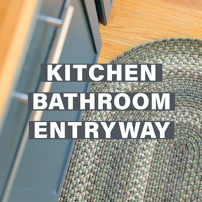 Cedar Ridge Green Small Braided Rug 20"x30" - Rectangle, Indoor Outdoor Washable - Country Decor for Bathrooms and Entryways - Beautiful, Durable, Waterproof, Pet Friendly and Soft