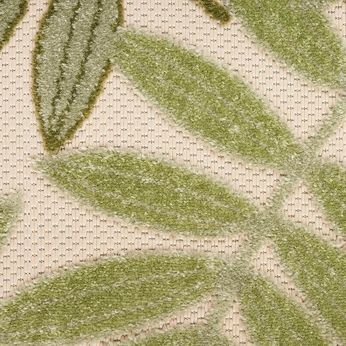 Nourison Home Aloha Ivory Green 3'6" x 5'6" Area Rug - Easy Clean, Non Shedding, Bed Room, Living Room, Dining Room, Kitchen (4' x 6')