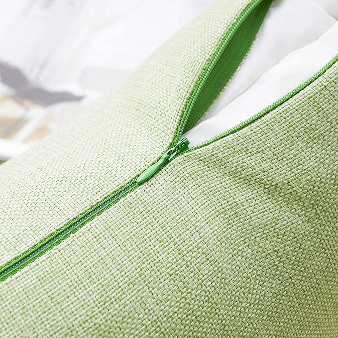 Home Brilliant Green Throw Pillow Covers 18x18 Linen Decorative Spring Pillow Covers Sage Green Sofa Cushion Covers for Couch Bed Decor, 18 x 18 inch, Set of 2, Grass Green