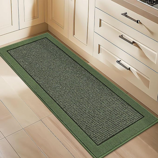 BEQHAUSE Kitchen Runner Rug 24"x60", Kitchen Rugs Non-Slip Kitchen Mats for Floor, Absorbent and Stain Resistant Kitchen Mats, Machine Washable Rugs for Kitchen, Hallway, Laundry & Sink, Green