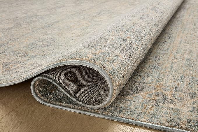 Loloi Angela Rose Blake Collection BLA-01 Sky/Beige 2'-0" x 3'-0", .25" Pile Height, Fringe, Accent Rug