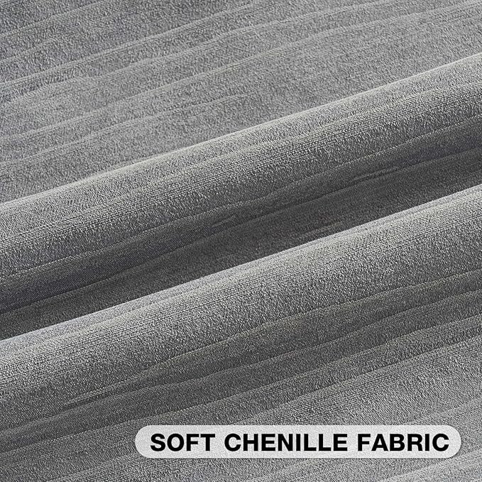 FUTEI Dark Grey Chenille Decorative Throw Pillow Covers 12x20 Inch Set of 2,Soft Crushed Striped Texture Lumbar Pillow Cases,Modern Home Decor for Couch Bed Living Room