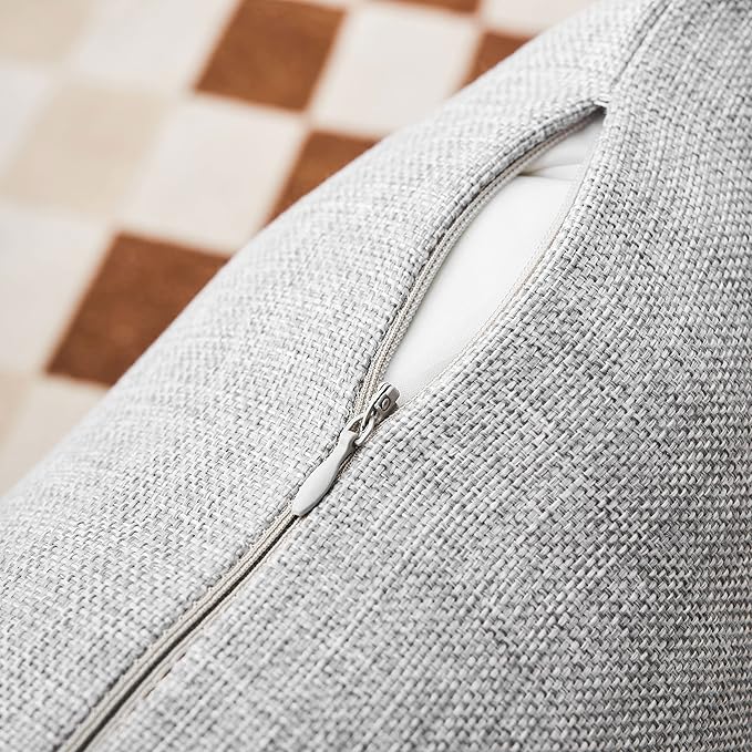 Home Brilliant Decorative Lined Linen Euro Sham Pillow Cover for Couch Bench Patio Floor, 24x24(60x60cm), Light Grey
