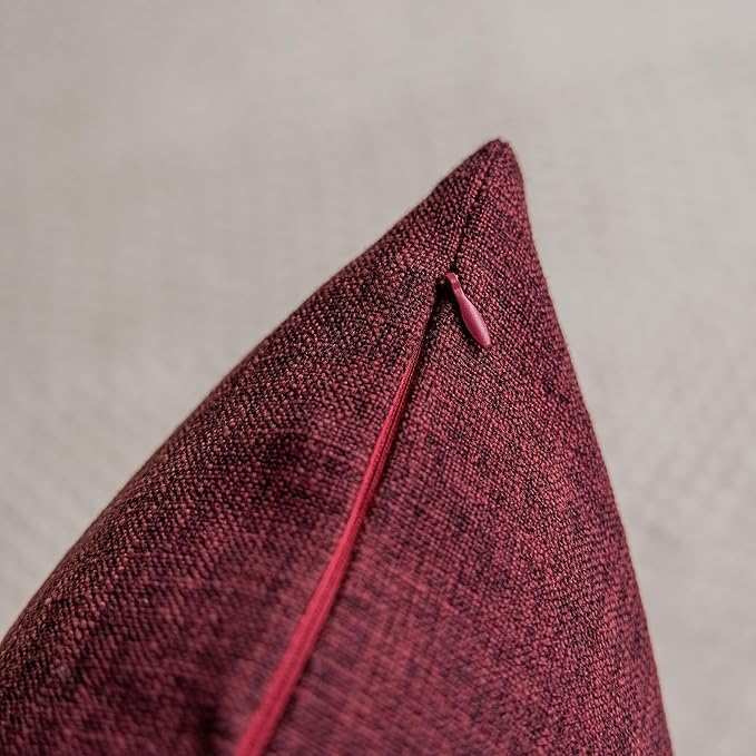 Home Brilliant Euro Sham Pillow Covers 26x26 Set of 2 Soft Lined Linen Christmas Decorative Pillow Covers Square Vintage Pillow Cases for Party Anniversary and Wedding, 26 x 26 Inch, Wine Red