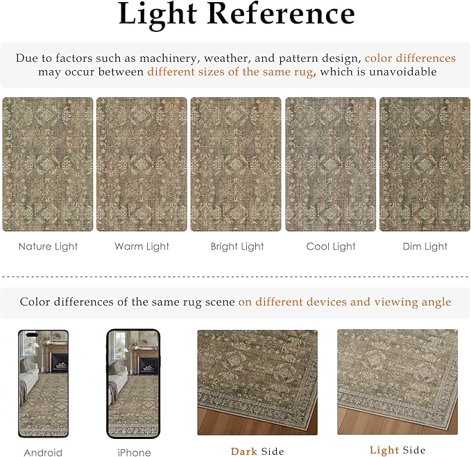 PureCozy 3x10 Brown Area Rug Runners for Hallways Washable Vintage Distressed Carpet Low Pile Non Slip Indoor Retro Soft Long Accent Rug Bedroom Kitchen Bathroom Laundry Dining Living Room