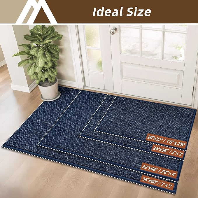 COSY HOMEER-Door-Mat 36"x60" Non Slip Absorbent Entryway Rugs Dirt Trapper Doormats Washable Entrance Mats Low Pile Welcome Floor Mat for Front Back Door and Entry Mats,Navy Blue