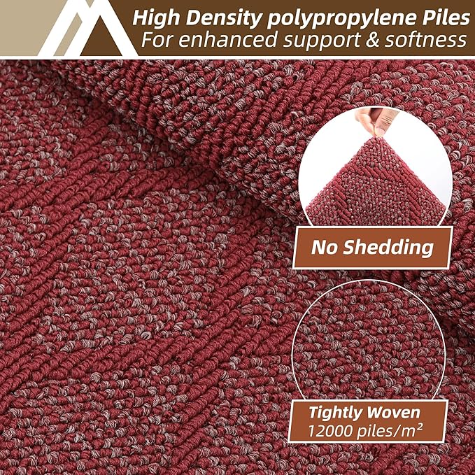 COSY HOMEER Kitchen Mats, 2 PCS Kitchen Rug Non Slip Washable, Absorbent Runner Rugs for Kitchen Floor, 100% Polypropylene Kitchen Sink Rug 20"x32" + 20"x48"(Red)