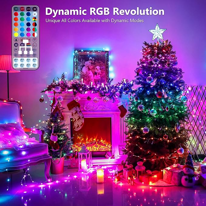 BrizLabs Color Changing Fairy Lights, 66ft 200 LED Pink Valentines Day Fairy Lights with Remote, RGB Xmas Tree Light with Timer Dimmable Twinkle Light Music Sync for Indoor Xmas Halloween Easter Party