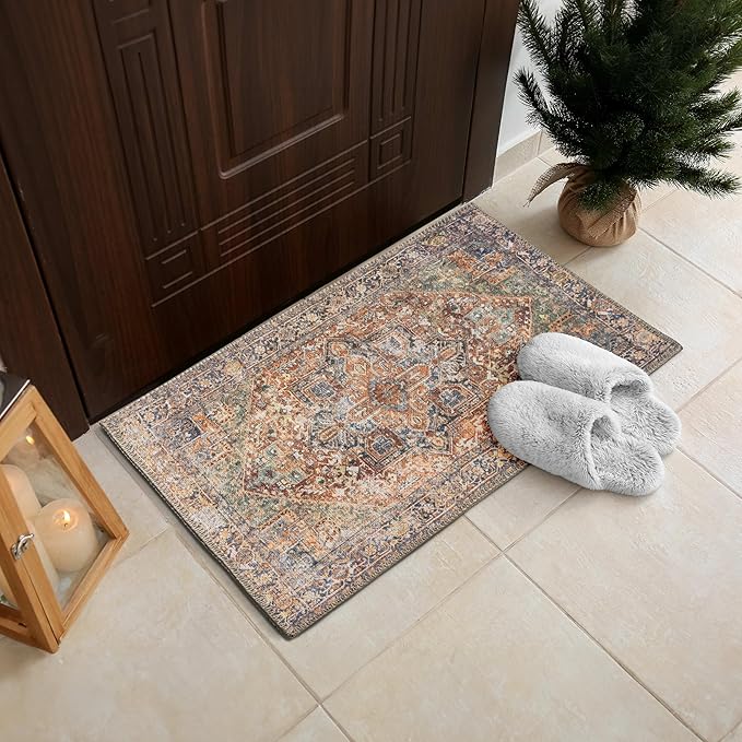 RugOver Machine Washable Area Rug, Pet-Friendly and Non-Slip Indoor Carpet for Kitchen, Bathroom, Living Room, Home Floor Decoration (Multicolor, 2' x 3')