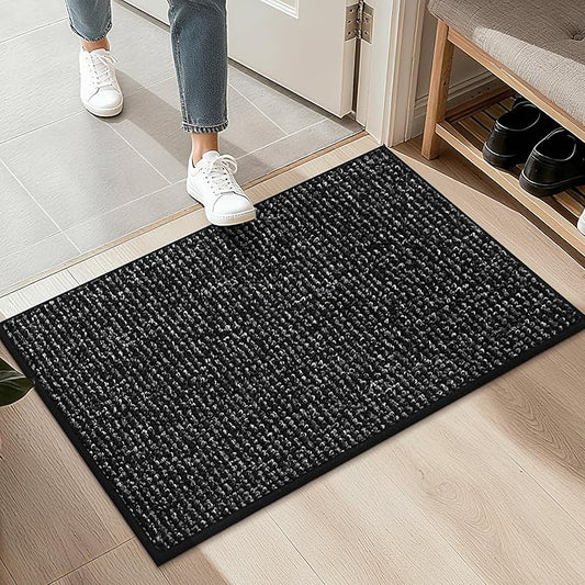 BEQHAUSE 20"x32" Entryway Rug Indoor Door Mat Non-Slip Washable, Hallway Rugs Absorbent & Stain Resist Hall Carpet Runner Rugs for Entryway, Front Door Floor Mats Laundry Room Rugs for Entry, Black