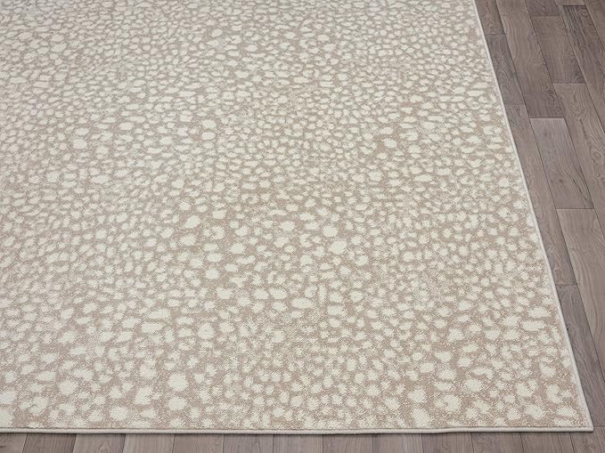 Abani Beige Cheetah Print Area Rug Rugs, Arto Collection - Contemporary Durable Accent Rug (3' x 5')