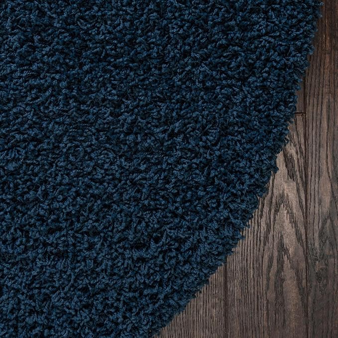 Unique Loom Solid Shag Collection Area Rug (4' 1" Round, Sapphire Blue/ Navy Blue)
