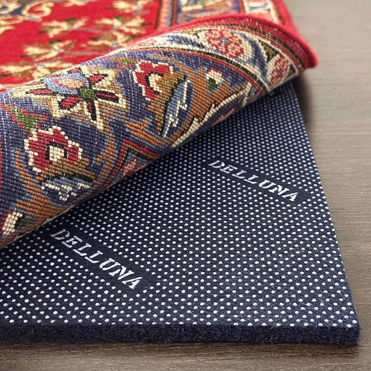 DELLUNA Non-Slip Area Rug Pad 3/8" Thick 2'x8' Double Side Rubber + Felt, Premium Deluxe Cushioned- Safe for All Floors, Adds Comfort and Protection, Ultra Strong Grip, Stop Rug from Moving.