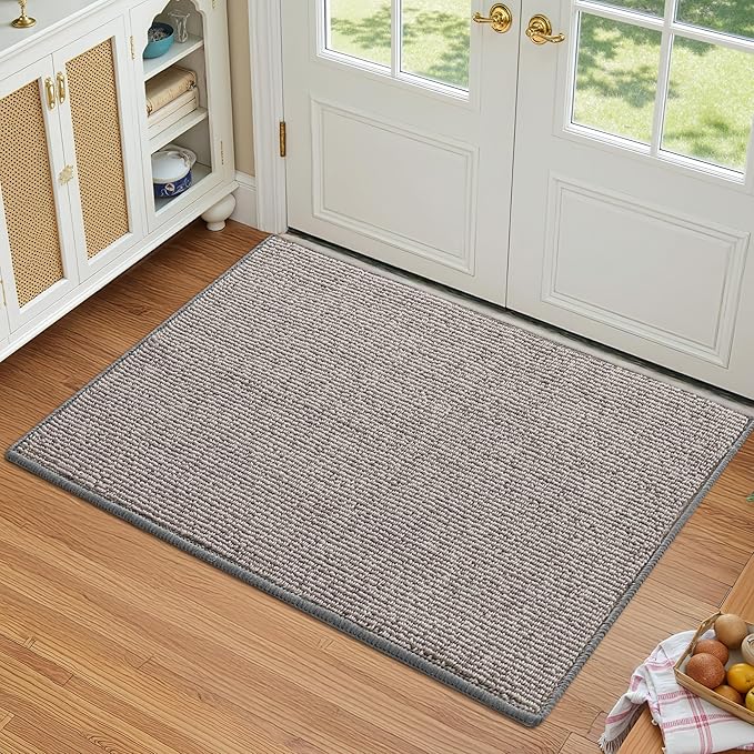 GRANNY SAYS Indoor Entrance Door Mat, 48" x 32", Grey and Beige, Rectangular, Low Profile, Non-Slip, Machine Washable