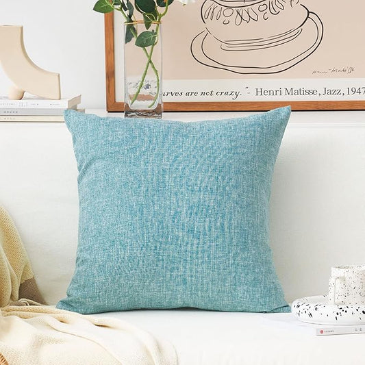 Home Brilliant Teal Throw Pillow Case Decoration Lined Linen Throw Pillow Cushion Cover for Couch Living Room Couch Patio, 26 x 26 inch(66cm)