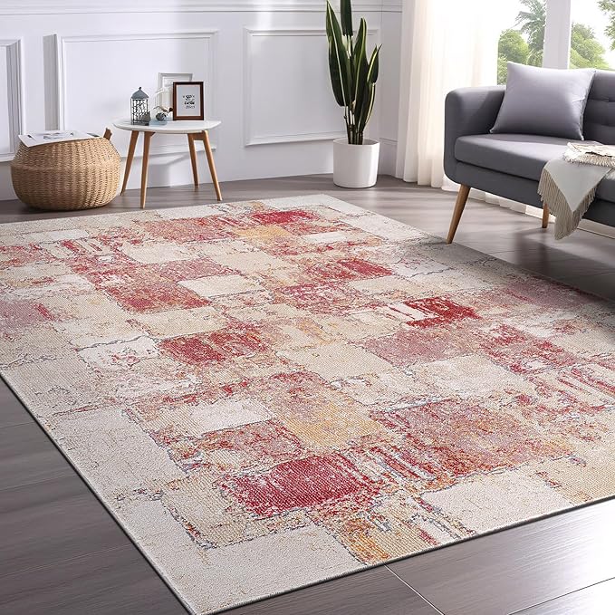Beverly Rug Living Room Rug 4x6 Modern Luxury Ultra Soft Vintage Indoor Area Rugs for Kitchen Dining Room Stain Resistant Non Shedding Indoor Carpet Alfombras para Salas Modernas (4 x 6 Pink)