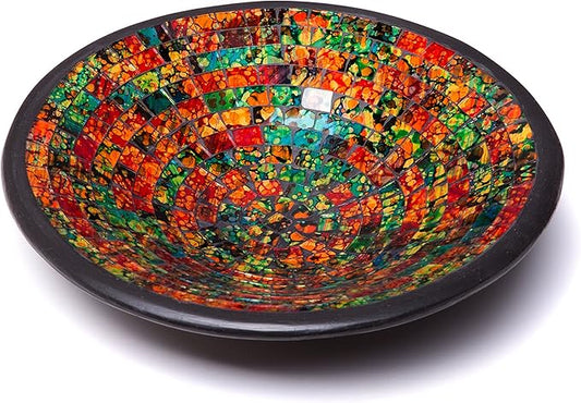 Red Co. Glass Mosaic Ceramic Decorative Accent and Centerpiece Bowl - Round 11 inches