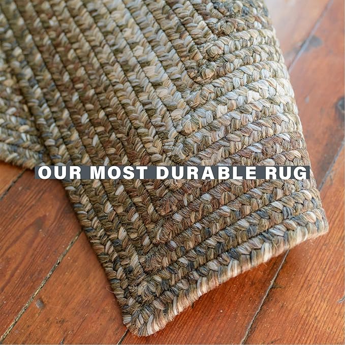 Homespice Wildwood Brown Braided Oval Rug 2'x3' - Country Style Oval Bathroom Rugs, Machine Washable, Waterproof, Durable and Reversible - Both Indoor and Outdoor