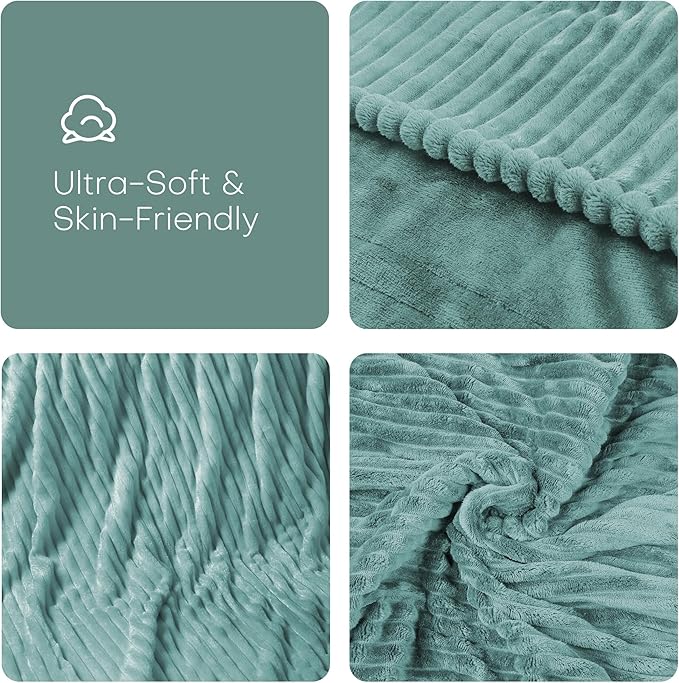 Electric Heated Blanket Queen Size 84"x90" with Cozy Flannel, 6 Heat Settings & 10 Hours Auto Off, Soft & Cozy Warming Throw for Home, Office, or Bed, Machine Washable, Bean Green