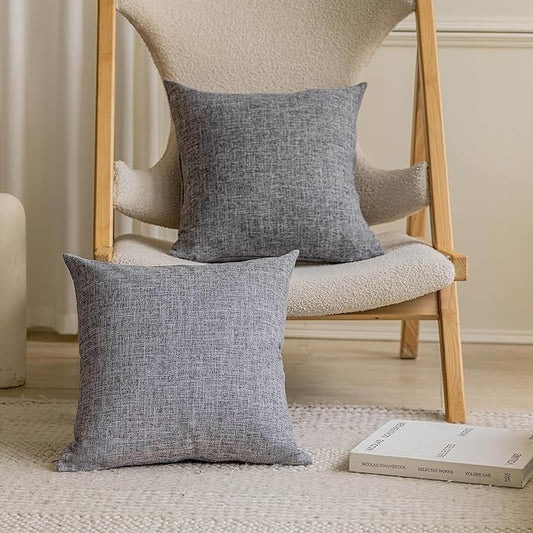 Home Brilliant Gray Pillow Covers 18x18 Inch Washable and Soft Lined Linen Throw Pillow Cases Decorative Throw Pillow Covers for Couch Sofa Garden Car, Pack of 2, 18 x 18 Inch, Ash Grey