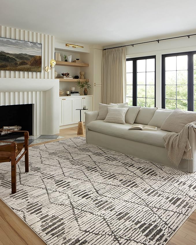 Loloi Kamala Collection KAM-02 Charcoal/Dove 4'-0" x 6'-0" Accent Rug