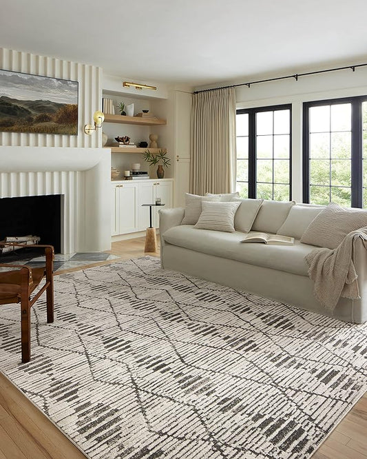 Loloi Kamala Collection KAM-02 Charcoal/Dove 4'-0" x 6'-0" Accent Rug