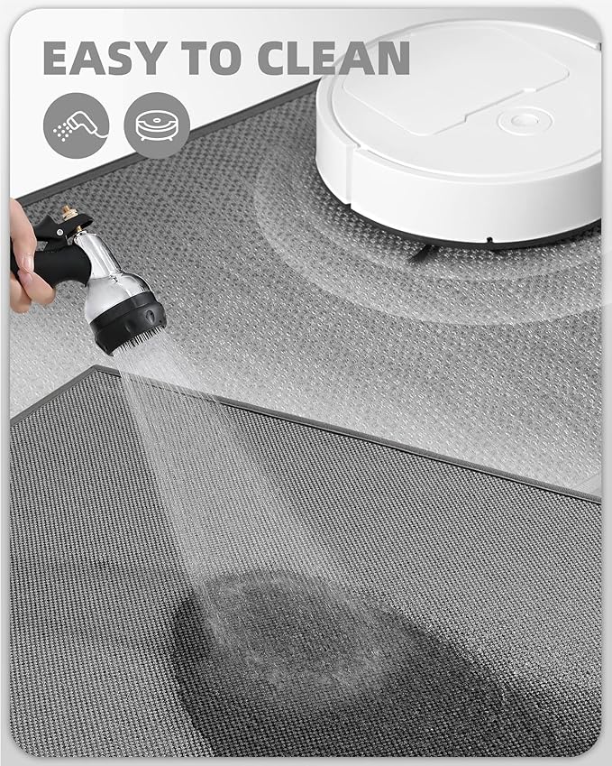 Color&Geometry Kitchen Rugs and Mats Non Slip Washable, Absorbent Woven Kitchen Runner Rug Easy to Clean Kitchen Floor Mats for in Front of Sink, Laundry Room, Hallway, 17”x47”, Light Grey